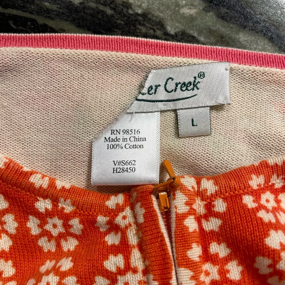 COLDWATER CREEK 100% cotton zip-front cardigan in orange paisley - Large